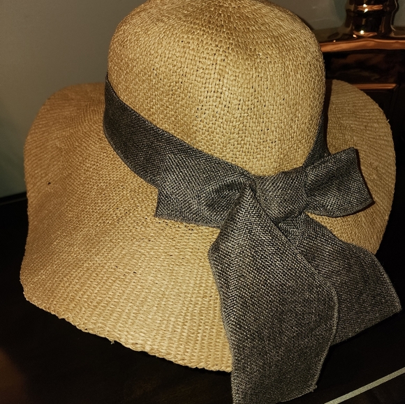 Sun 'n' Sand Woven Wide Brim Sun Hat Wide Ribbon Bow Boho Beach - Picture 5 of 7